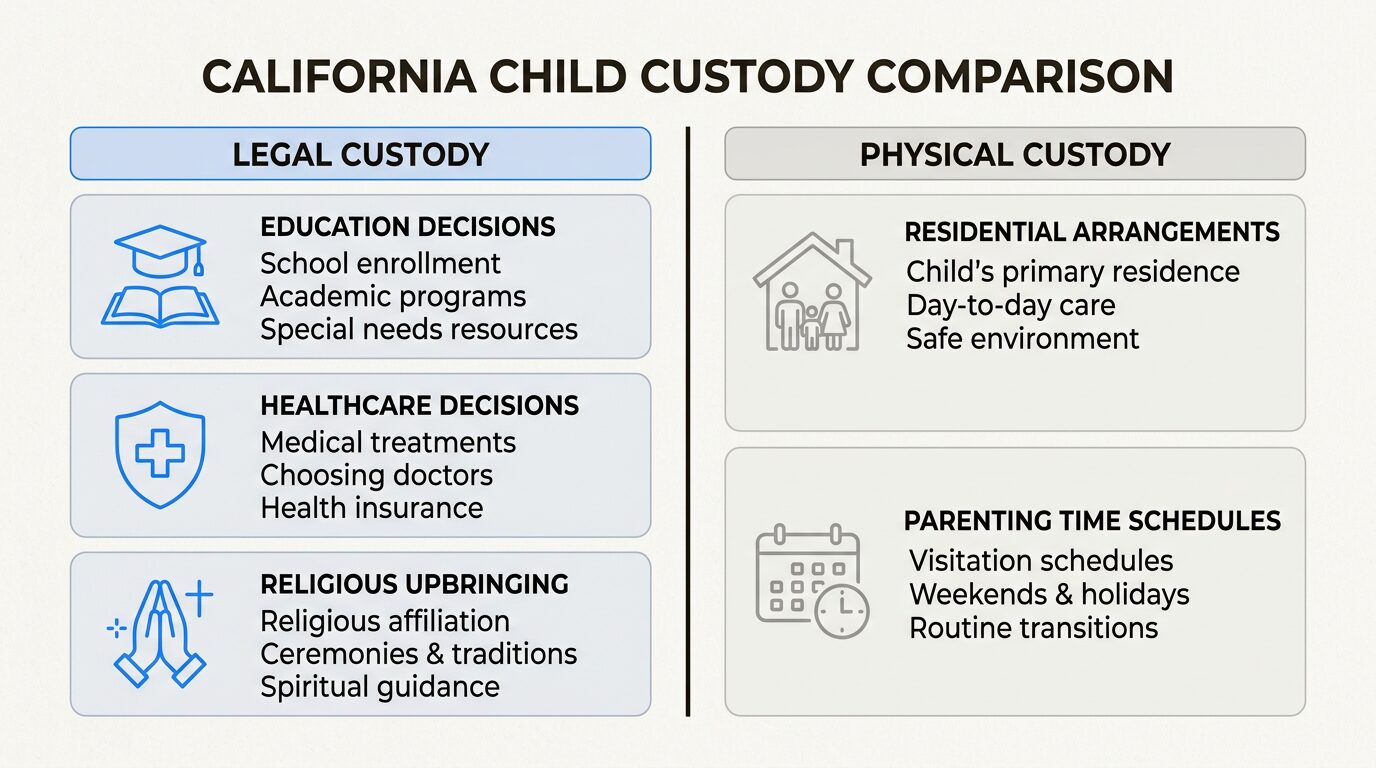 Distinguishing between decision-making authority and residential arrangements is essential for creating a legally sound California parenting plan.
