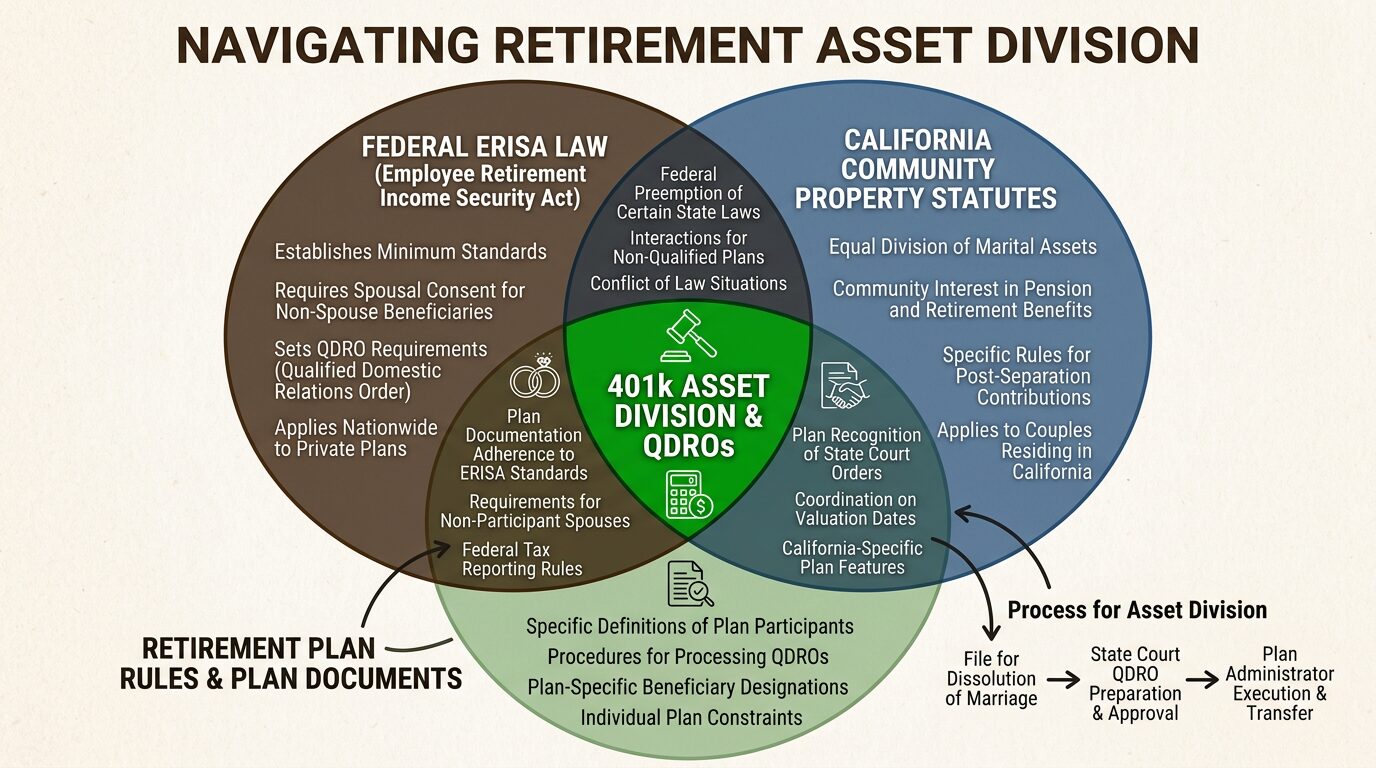 Understanding how federal, state, and plan-specific regulations converge is essential for a legally compliant and tax-efficient retirement account division.