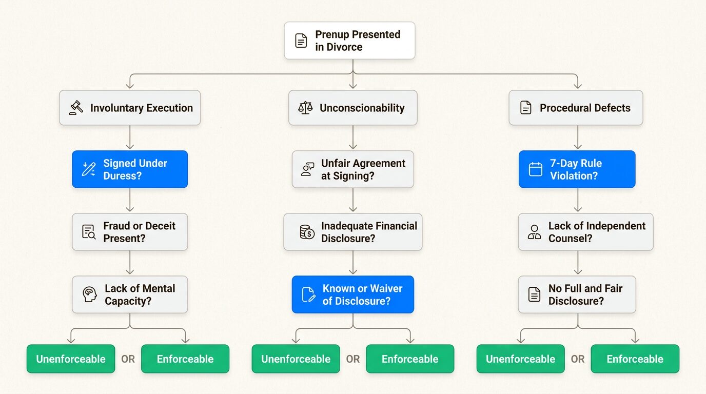 Legal hurdles for prenuptial agreement enforceability in California